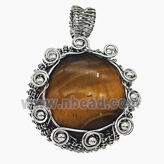 Gemstone Pendant, Antique Silver Plated