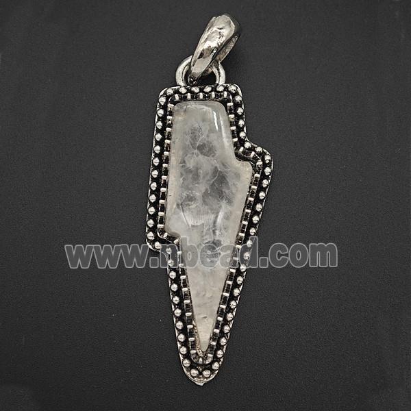 Gemstone Pendant, Antique Silver Plated
