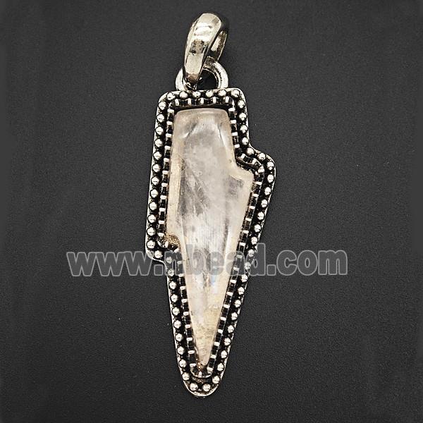 Gemstone Pendant, Antique Silver Plated