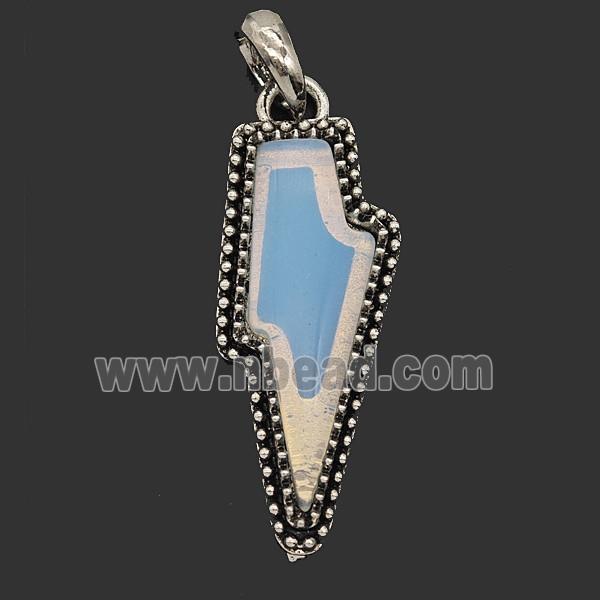 Gemstone Pendant, Antique Silver Plated