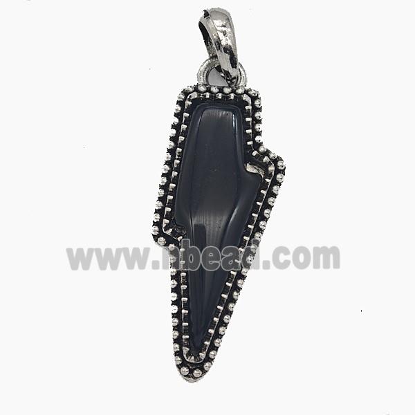 Gemstone Pendant, Antique Silver Plated
