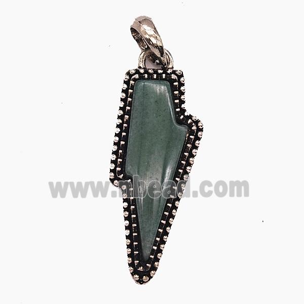 Gemstone Pendant, Antique Silver Plated