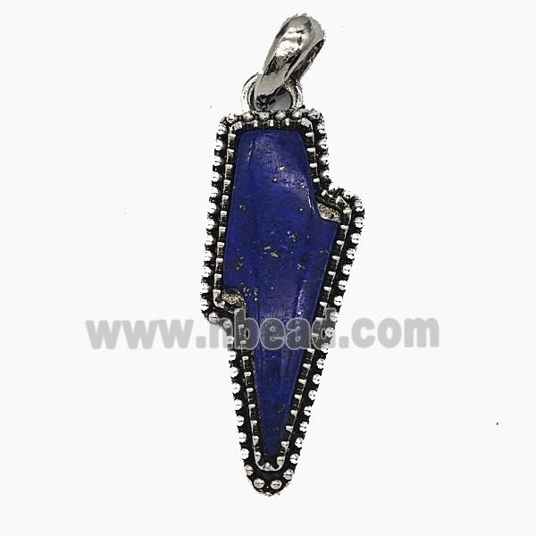 Gemstone Pendant, Antique Silver Plated