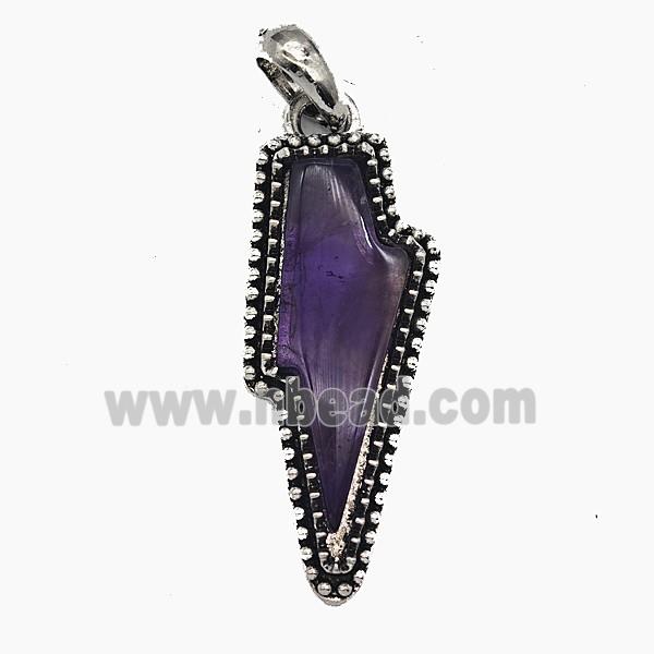 Gemstone Pendant, Antique Silver Plated