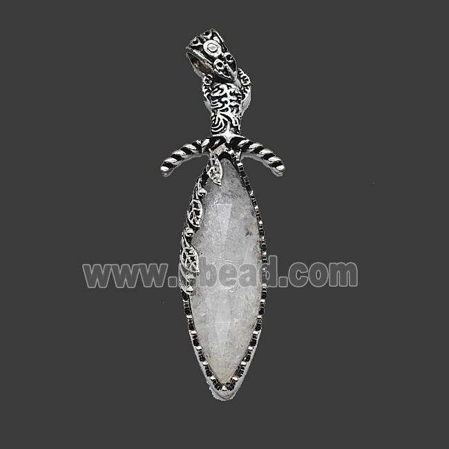 Gemstone Pendant, Antique Silver Plated