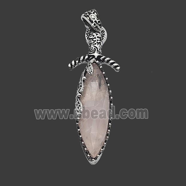 Gemstone Pendant, Antique Silver Plated