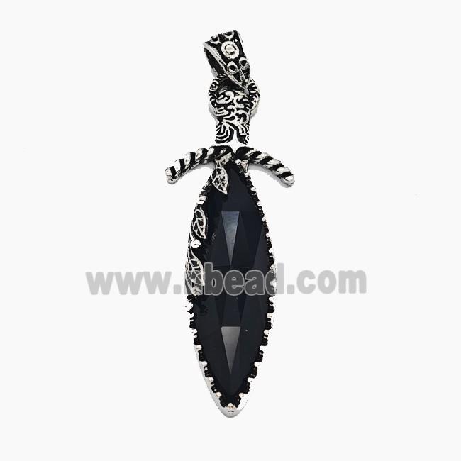 Gemstone Pendant, Antique Silver Plated