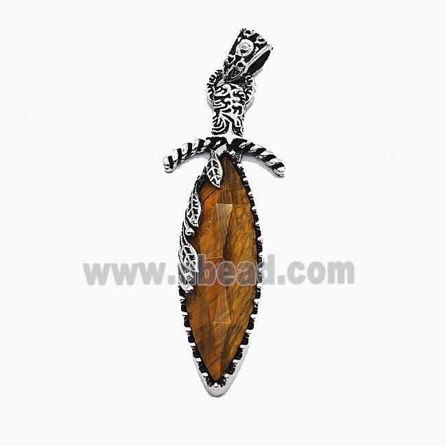 Gemstone Pendant, Antique Silver Plated