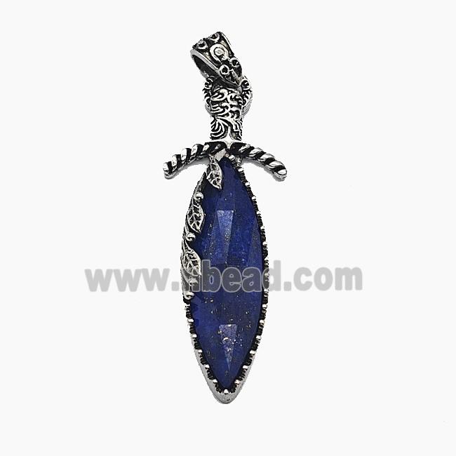 Gemstone Pendant, Antique Silver Plated