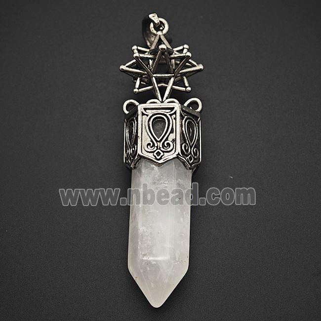 Gemstone Pendant, Antique Silver Plated