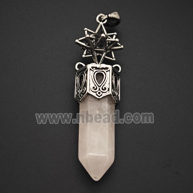 Gemstone Pendant, Antique Silver Plated