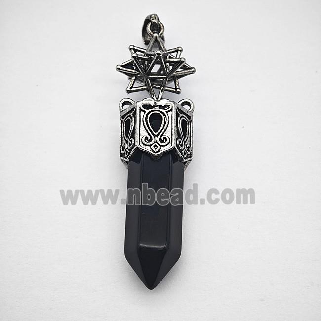 Gemstone Pendant, Antique Silver Plated