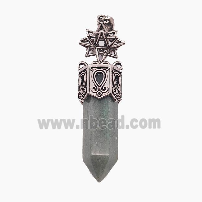 Gemstone Pendant, Antique Silver Plated