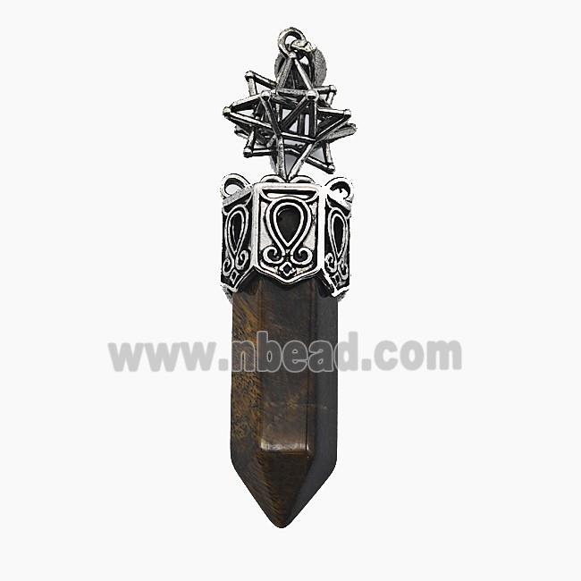 Gemstone Pendant, Antique Silver Plated