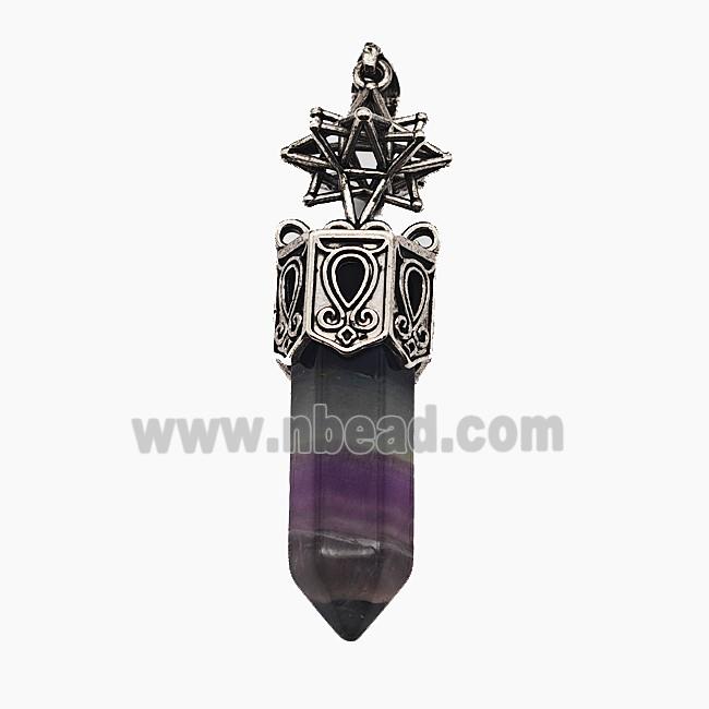 Gemstone Pendant, Antique Silver Plated