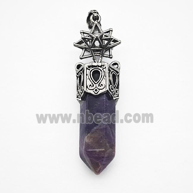 Gemstone Pendant, Antique Silver Plated