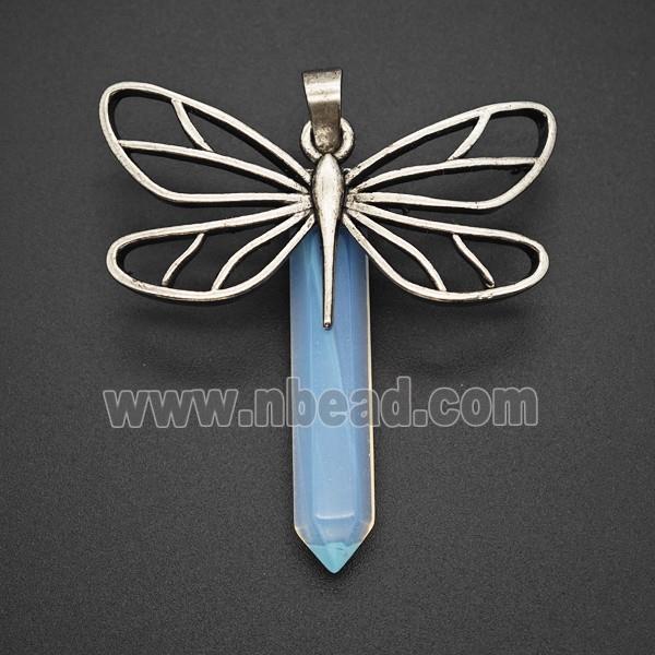 Gemstone Pendant, Antique Silver Plated