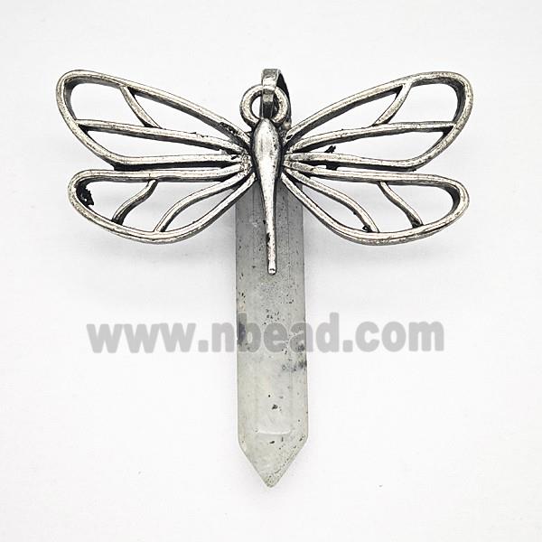 Gemstone Pendant, Antique Silver Plated