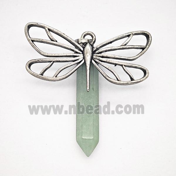 Gemstone Pendant, Antique Silver Plated