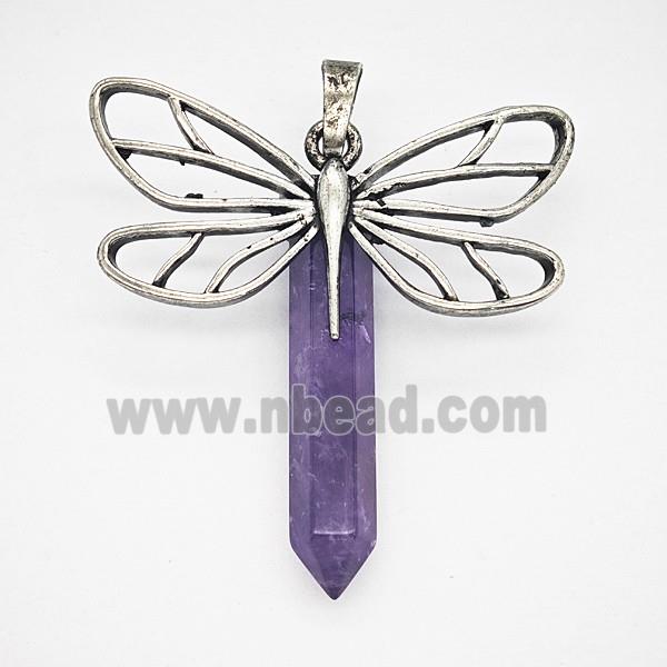 Gemstone Pendant, Antique Silver Plated