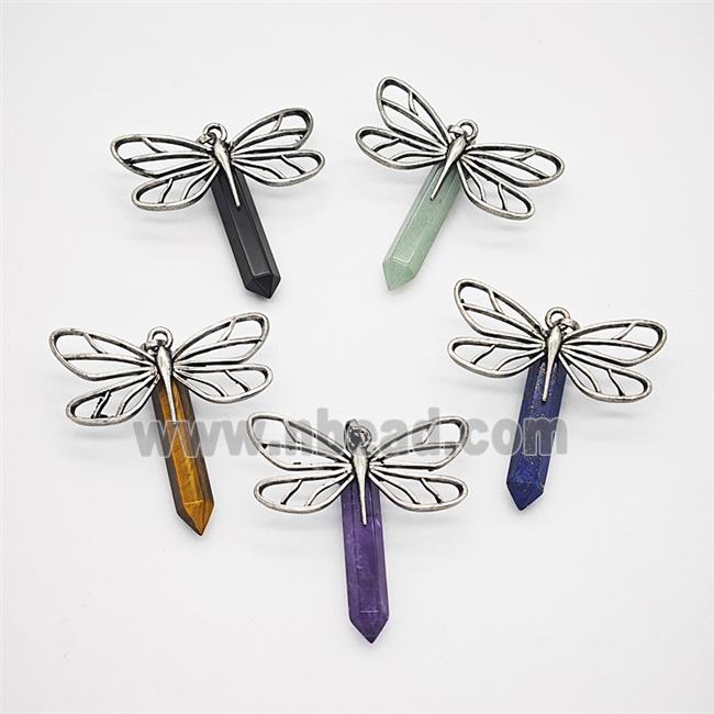 Gemstone Pendant, Antique Silver Plated