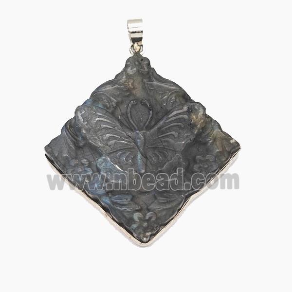 Gemstone Pendant, Pltinum Plated