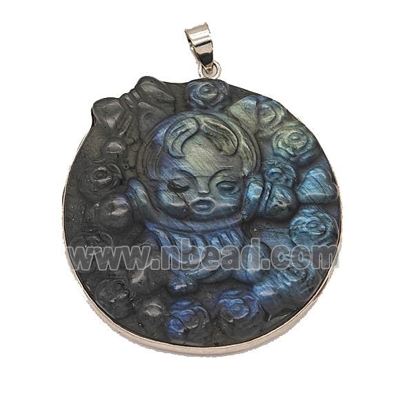 Gemstone Pendant, Pltinum Plated