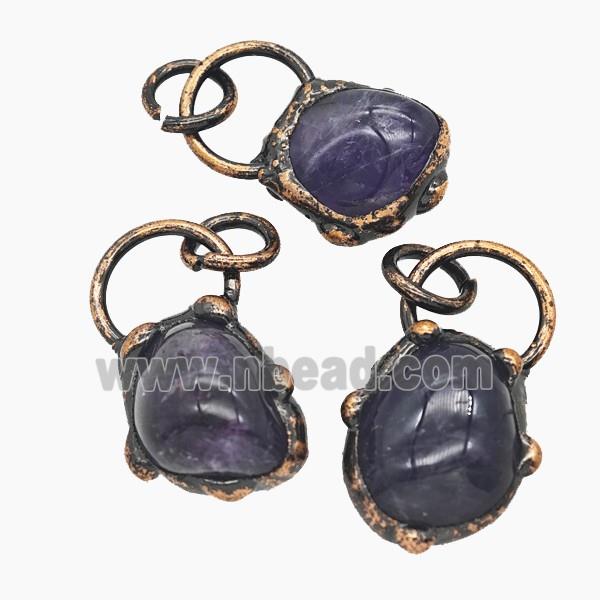 Gemstone Pendant, Red Copper Plated
