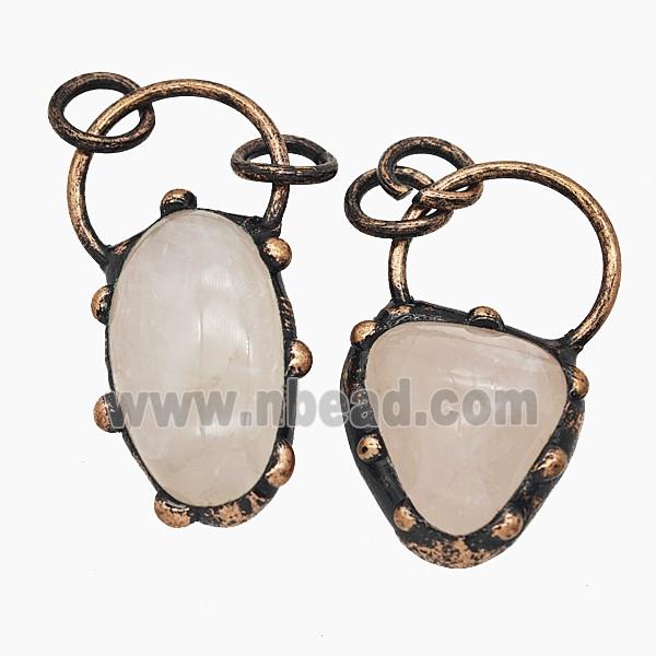 Gemstone Pendant, Red Copper Plated
