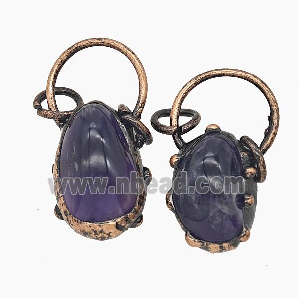 Gemstone Pendant, Red Copper Plated