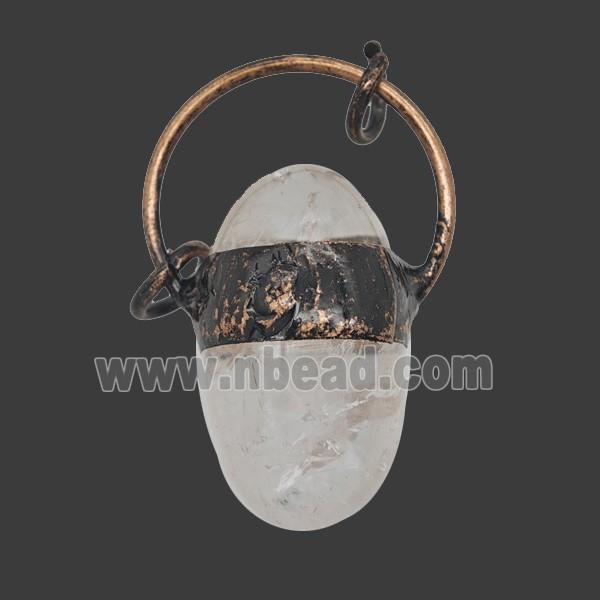 Gemstone Pendant, Red Copper Plated