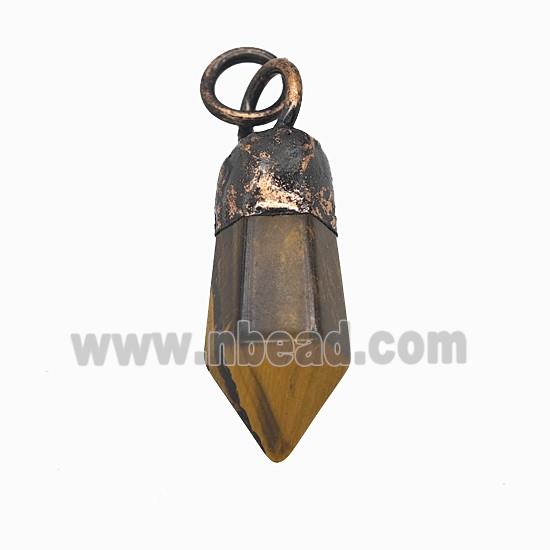 Gemstone Pendant, Red Copper Plated