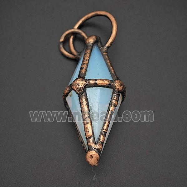 Gemstone Pendant, Red Copper Plated