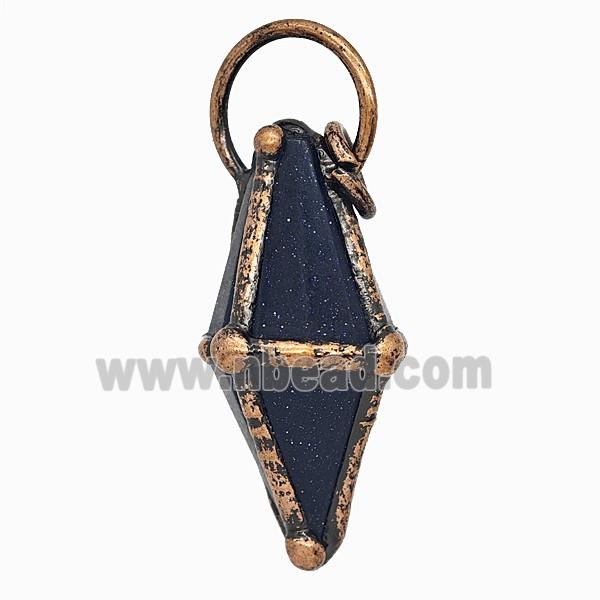 Gemstone Pendant, Red Copper Plated