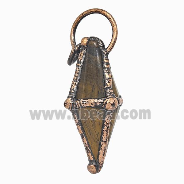 Gemstone Pendant, Red Copper Plated