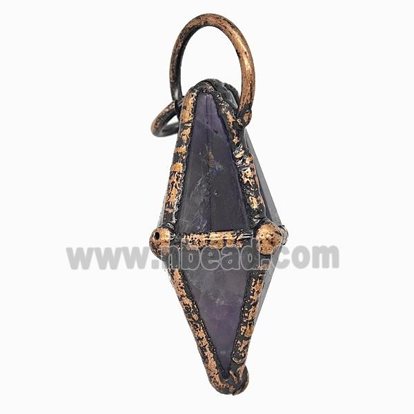 Gemstone Pendant, Red Copper Plated