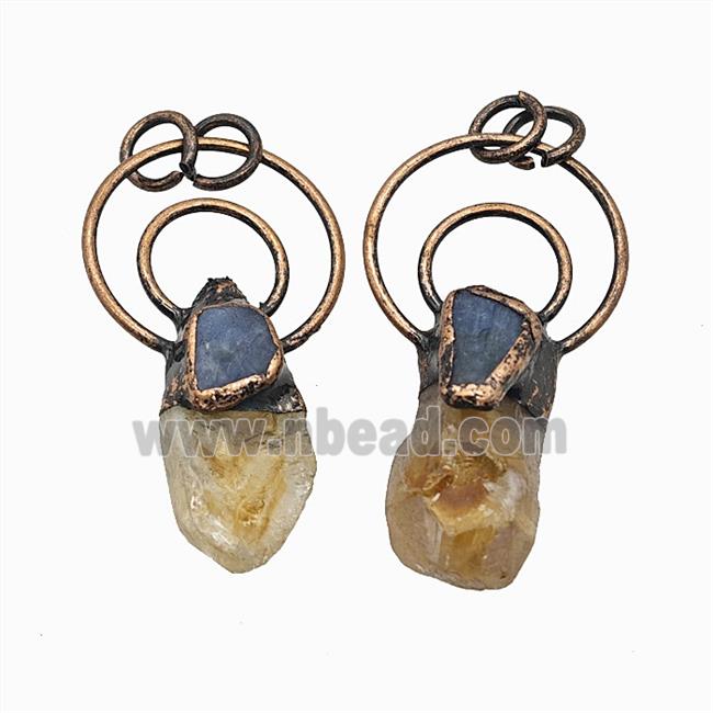 Gemstone Pendant, Red Copper Plated