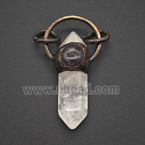 Gemstone Pendant, Red Copper Plated