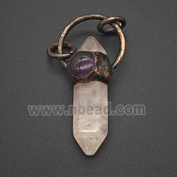 Gemstone Pendant, Red Copper Plated