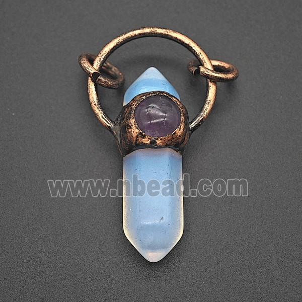 Gemstone Pendant, Red Copper Plated