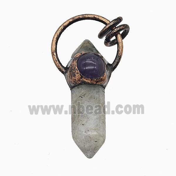 Gemstone Pendant, Red Copper Plated