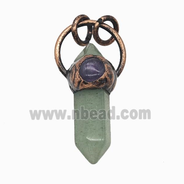 Gemstone Pendant, Red Copper Plated