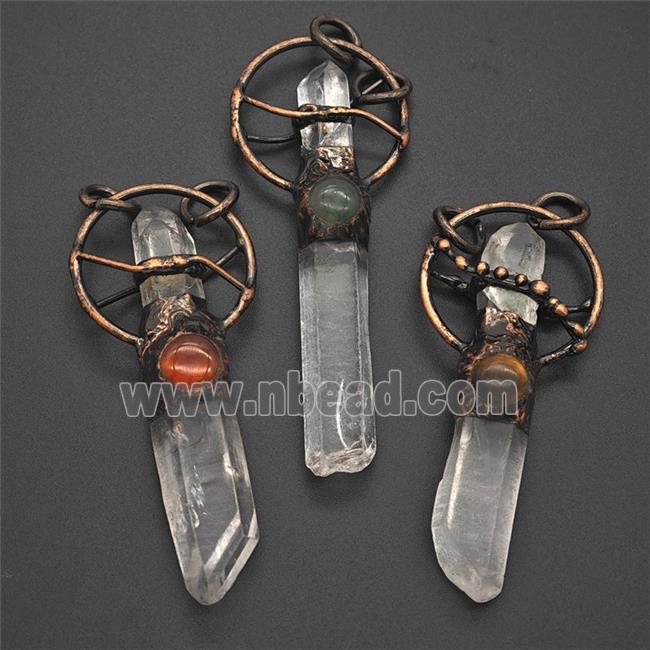 Gemstone Pendant, Red Copper Plated