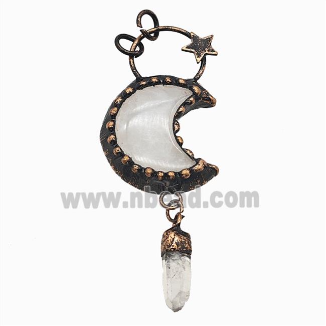 Gemstone Pendant, Red Copper Plated