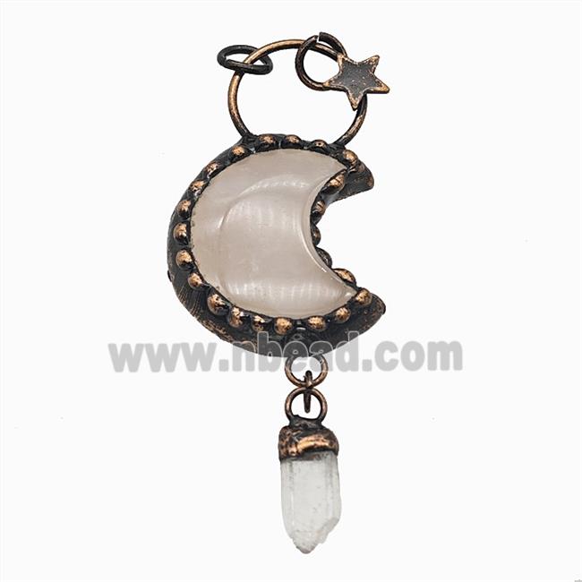 Gemstone Pendant, Red Copper Plated