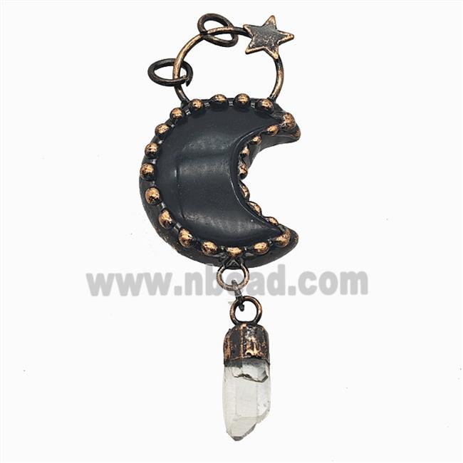 Gemstone Pendant, Red Copper Plated