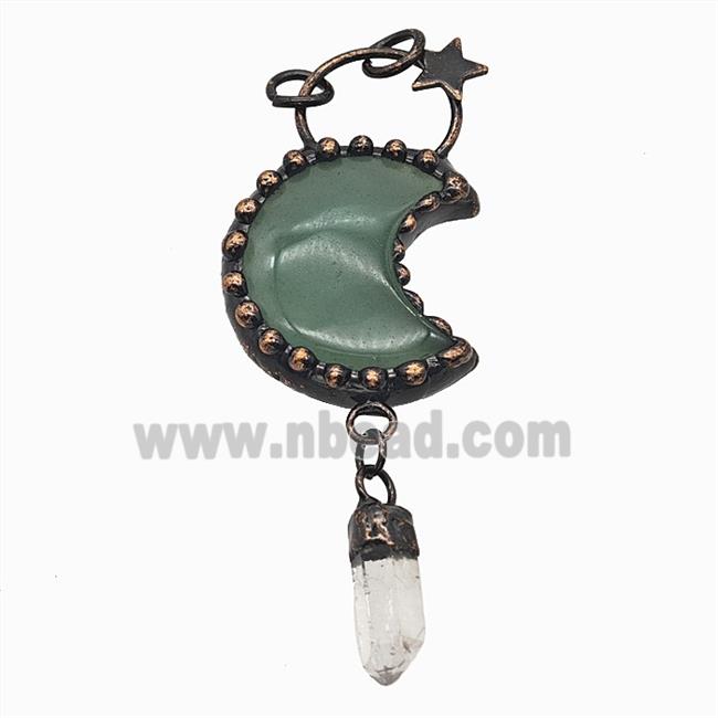 Gemstone Pendant, Red Copper Plated