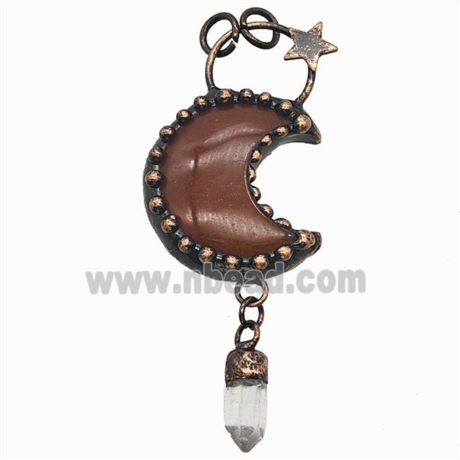 Gemstone Pendant, Red Copper Plated
