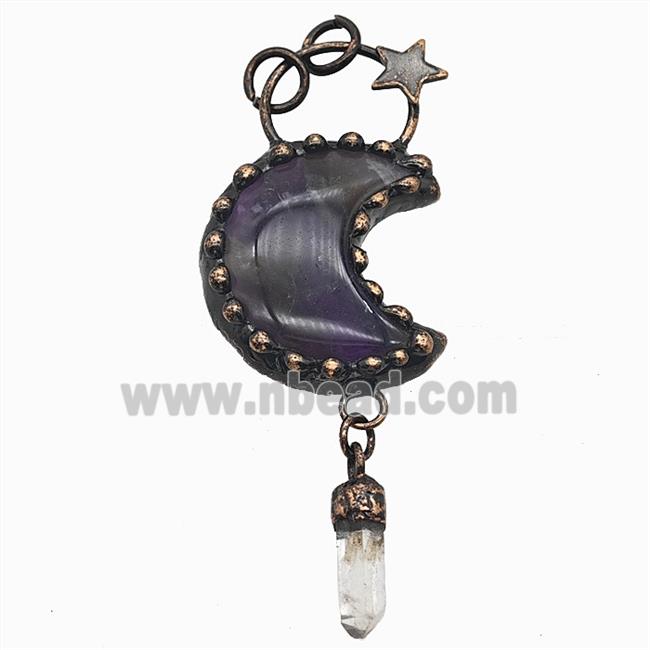 Gemstone Pendant, Red Copper Plated