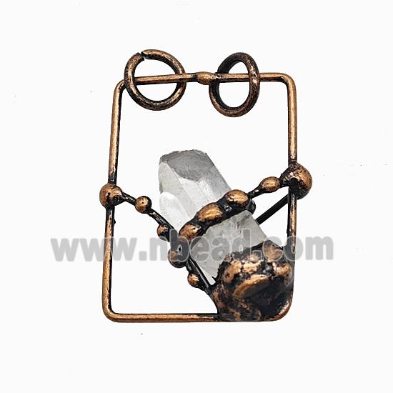Gemstone Pendant, Red Copper Plated